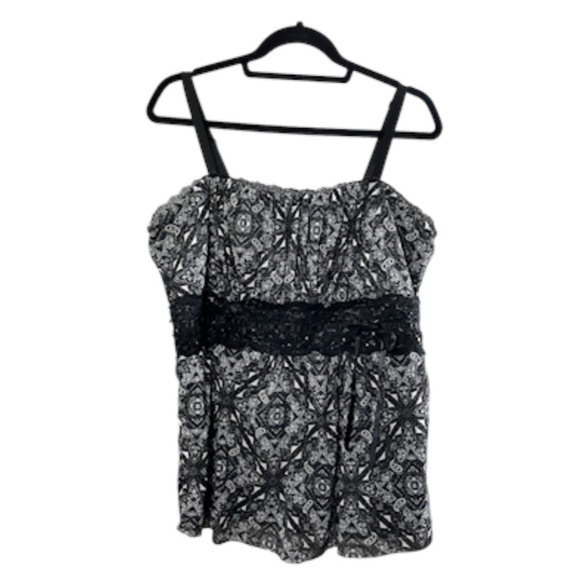 Torrid Top Women 18 Black Tank Lace Beads Whimsigoth Fairy Retro Punk 80s Summer - Picture 1 of 16